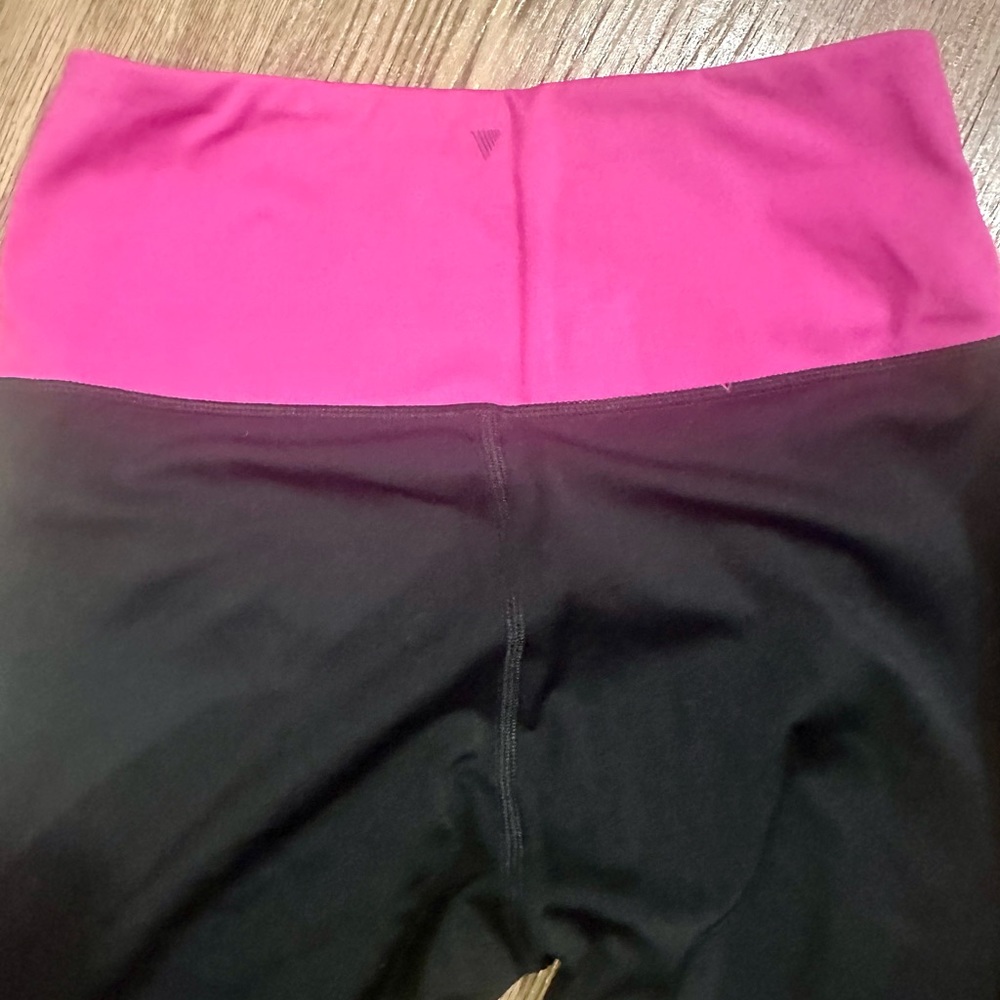 Victoria's Secret Black Leggings with Pink & Peach Waistband - Picture 4 of 5